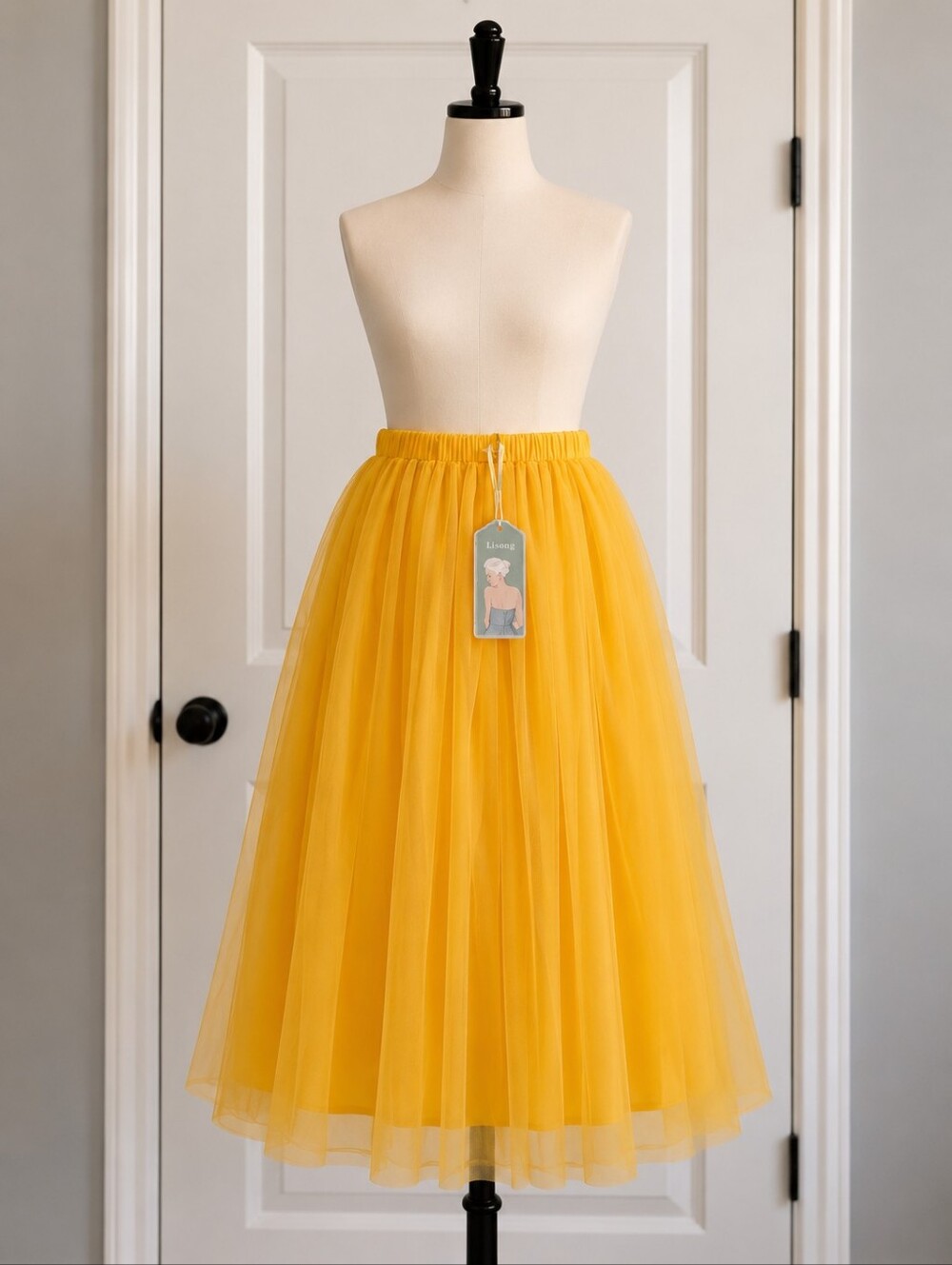 NWT Lisong Golden Yellow Full Tulle Maxi Skirt US 12